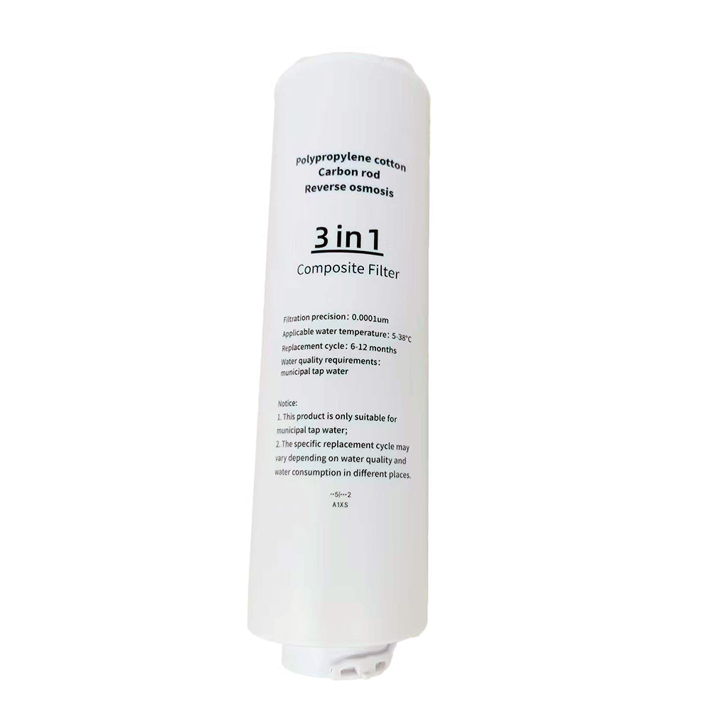 Home Roast 3-i-1 kompositfilter til Premium Vandrenser med PP-bomuld, aktivt kul og RO-membran for effektiv vandfiltrering.